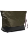 MARNI MARNI WOMAN TWO-TONE LEATHER POUCH ARMY GREEN,3074457345620682974
