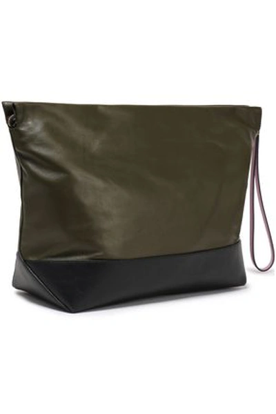 Marni Woman Two-tone Leather Pouch Army Green