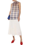 MARNI GATHERED CHECKED SILK-CHIFFON TOP,3074457345620332331