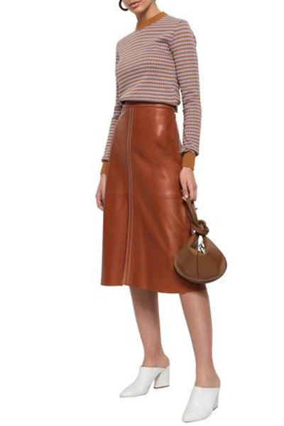 Marni Striped Crochet-knit Cotton Sweater In Camel