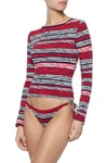 MELISSA ODABASH CALI METALLIC STRIPED STRETCH-KNIT TOP,3074457345620216622