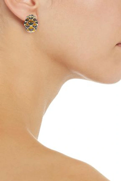 Noir Jewelry Woman Pinecone 14-karat Gold-plated Crystal Earrings Gold