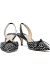 PAUL ANDREW PAUL ANDREW WOMAN RHEA KNOTTED LEATHER-TRIMMED POLKA-DOT TWILL SLINGBACK PUMPS BLACK,3074457345620685534