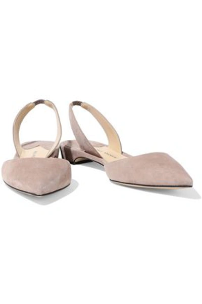 Paul Andrew Suede Slingback Point-toe Flats In Taupe