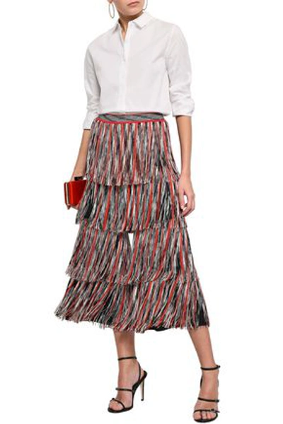 Missoni Woman Fringed Metallic Crochet-knit Culottes Tomato Red