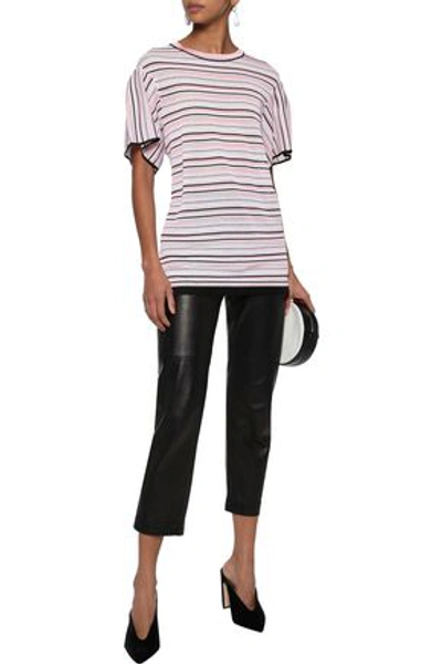 Missoni Woman Metallic Striped Crochet-knit T-shirt Baby Pink