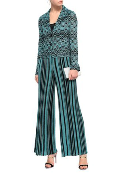 Missoni Metallic Crochet-knit Blazer In Turquoise