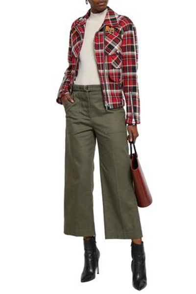 Rag & Bone Woman Lora Belted Cotton-twill Wide-leg Pants Army Green
