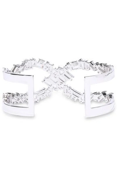 Noir Jewelry Woman Récolter X Rhodium-plated Crystal Cuff Silver