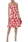 OSCAR DE LA RENTA OSCAR DE LA RENTA WOMAN PLEATED PRINTED STRETCH-COTTON TWILL DRESS RED,3074457345620473669