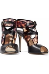 PAUL ANDREW PAUL ANDREW WOMAN LEATHER AND LEOPARD-PRINT PVC SANDALS MULTICOLOR,3074457345618410699