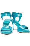 PAUL ANDREW PAUL ANDREW WOMAN KALIDA SUEDE-TRIMMED SATIN SANDALS TURQUOISE,3074457345620349308