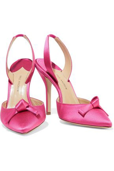 Paul Andrew Woman Passion Knot Satin Slingback Pumps Pink