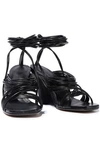 RICK OWENS RICK OWENS WOMAN TANGLE LEATHER WEDGE SANDALS BLACK,3074457345620371155