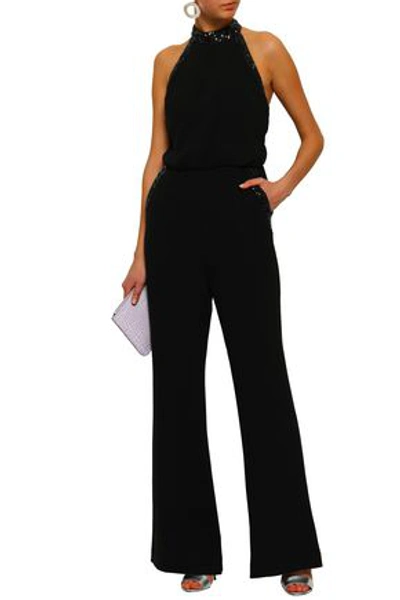 Rachel Zoe Lou Sequin-trimmed Stretch-crepe Jumpsuit In Black