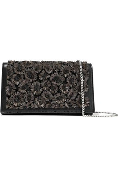 Roberto Cavalli Bead-embellished Leather Shoulder Bag In Black