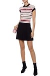 RED VALENTINO REDVALENTINO WOMAN STRIPED RIBBED COTTON AND STRETCH-KNIT MINI DRESS PINK,3074457345620088681