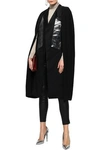 RICK OWENS RICK OWENS WOMAN COATED COTTON TWILL-PANELED CREPE CAPE BLACK,3074457345620316378