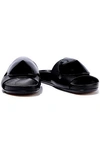 RICK OWENS RICK OWENS WOMAN GRANOLA DISC EMBELLISHED LEATHER SLIDES BLACK,3074457345620324710