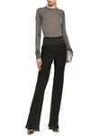 RICK OWENS RICK OWENS WOMAN RIBBED KNIT-PANELED SILK-CHIFFON BOOTCUT PANTS CHARCOAL,3074457345620316379