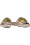 RICK OWENS RICK OWENS WOMAN APPLIQUÉD METALLIC TEXTURED-LEATHER SLIDES ROSE GOLD,3074457345620114167