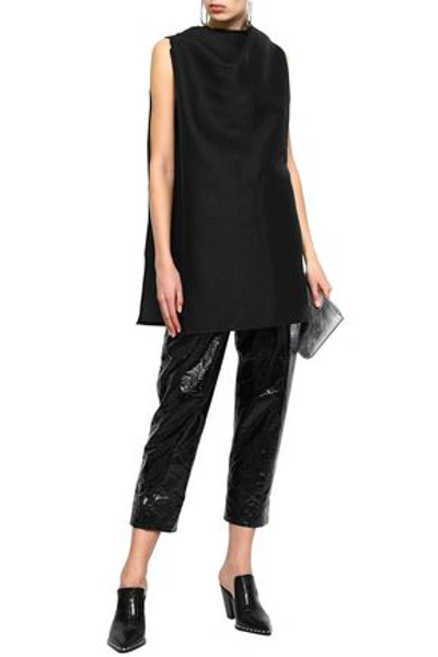 Rick Owens Woman Toga Draped Paper-blend Jacquard Tunic Black