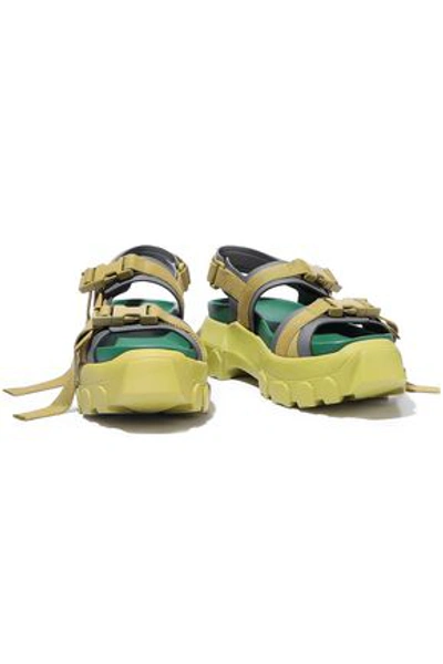 Rick Owens Sisyphus Hiking Leather Platform Sandals In Sage Green