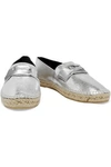 ROBERT CLERGERIE ROBERT CLERGERIE WOMAN ETOILE EMBELLISHED METALLIC CRACKED-LEATHER ESPADRILLES SILVER,3074457345617790218