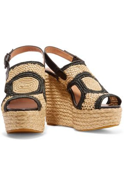 Robert Clergerie Woman Raffia Wedge Sandals Beige