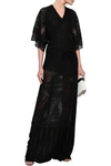 ROBERTO CAVALLI LACE-TRIMMED POINTELLE-KNIT MAXI DRESS,3074457345627723780
