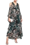 dressing gownRTO CAVALLI COLD-SHOULDER EMBELLISHED FLORAL-PRINT SILK-GEORGETTE MAXI DRESS,3074457345620634923