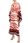 dressing gownRTO CAVALLI ROBERTO CAVALLI WOMAN DRAPED PRINTED SILK-SATIN JUMPSUIT TOMATO RED,3074457345620618922