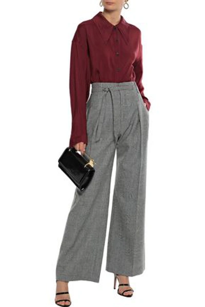 Roland Mouret Woodcourt Prince Of Wales Checked Wool Wide-leg Pants In Gray