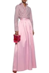 ROSIE ASSOULIN ROSIE ASSOULIN WOMAN GATHERED COTTON-BLEND SATIN MAXI SKIRT BABY PINK,3074457345620394700