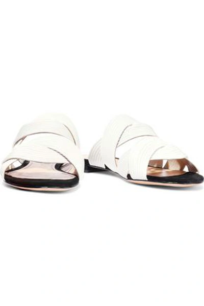 Schutz Cassiane Quilted Leather Slides In White