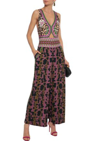 Temperley London Woman Odyssey Cutout Printed Crepe De Chine Jumpsuit Leaf Green