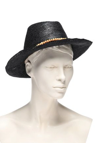 Sensi Studio Bead-embellished Toquilla Straw Panama Hat In Black