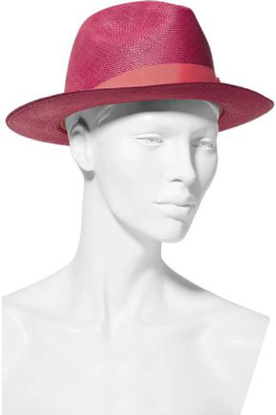Sensi Studio Woman Frayed Toquilla Straw Panama Hat Pink