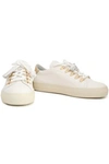 TOD'S METALLIC CRACKLED LEATHER-TRIMMED SMOOTH-LEATHER SNEAKERS,3074457345620221703