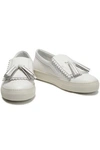 TOD'S TOD'S WOMAN TASSELED LEATHER SNEAKERS WHITE,3074457345620446397