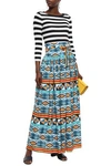 STELLA JEAN STELLA JEAN WOMAN BELTED PRINTED CREPE MAXI SKIRT TURQUOISE,3074457345620856263