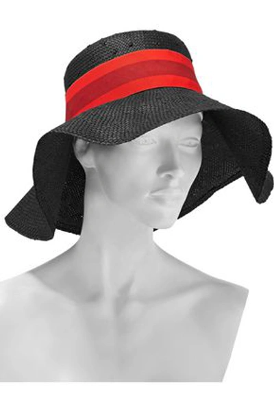 Tomas Maier Woman Mustique Color-block Straw Sunhat Black