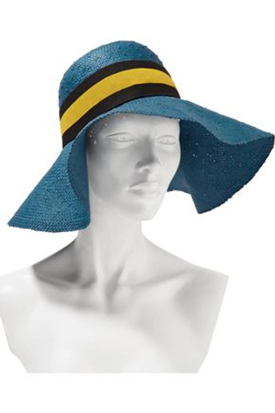Tomas Maier Woman Mustique Color-block Straw Sunhat Cobalt Blue