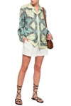 VALENTINO VALENTINO WOMAN PRINTED SILK-TWILL SHIRT PASTEL YELLOW,3074457345620105268