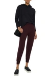 STELLA MCCARTNEY STELLA MCCARTNEY WOMAN WOOL AND SILK-BLEND TRACK PANTS BURGUNDY,3074457345620122969