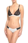 STELLA MCCARTNEY STELLA MCCARTNEY WOMAN GIGI GIGGLING SILK-BLEND SATIN AND LACE SOFT-CUP BRA WHITE,3074457345620421759