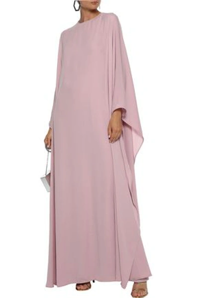 Valentino Draped Silk-blend Crepe Gown In Baby Pink
