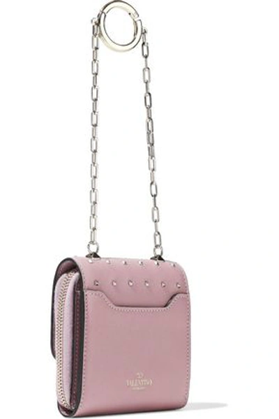 Valentino Garavani Studded Leather Wallet In Lilac