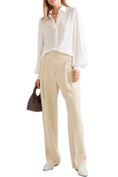 The Row Crepe Wide-leg Trousers In Beige