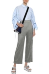 Theory Organic Linen-blend Straight-leg Pants In Gray